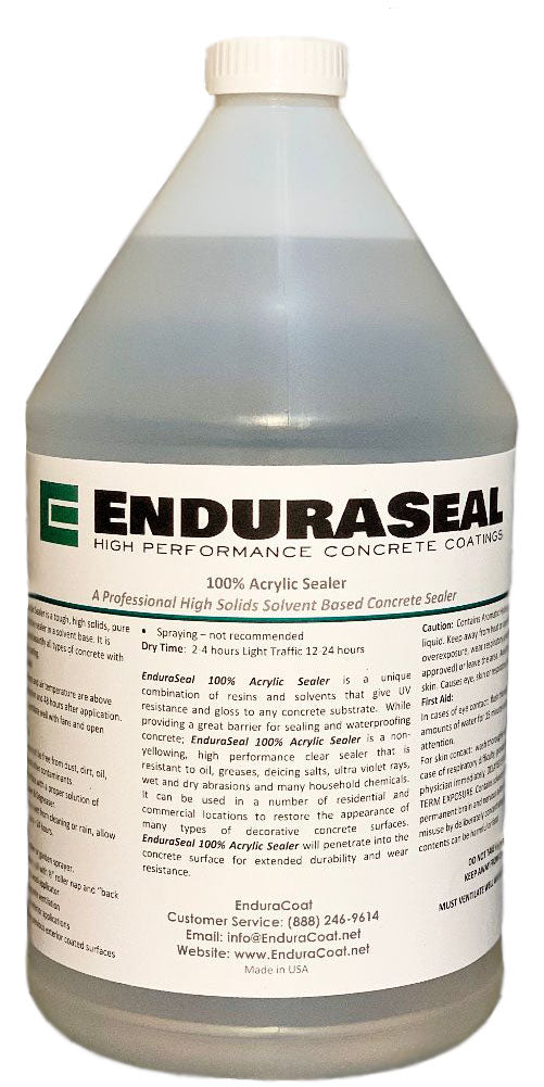 EnduraSeal 100% Acrylic "Wet Look" Semi Gloss Concrete Solvent Sealer - 1 Gallon