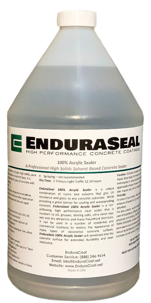 EnduraSeal 100% Acrylic "Wet Look" Semi Gloss Concrete Solvent Sealer - 1 Gallon 