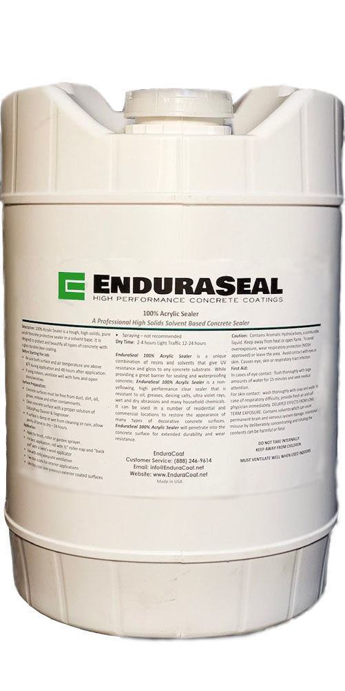 EnduraSeal 100% Acrylic "Wet Look" Semi Gloss Concrete Sealer Solvent Base - 5 Gallon